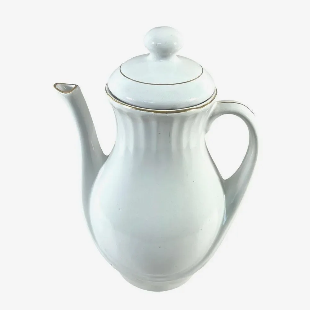 Vintage FP Zajecar Coffee Tea Pot Watteau Courting Couple Yugoslavia Gold Gild